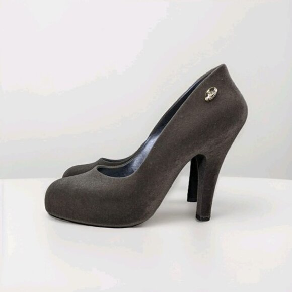 Vivienne Westwood x Melissa Anglomania Black Velvet Pumps Women's Size US 8 - Picture 1 of 8